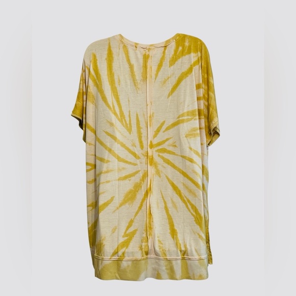 KORI Tye-Dye Pattern Women’s Oversized Top, Soft, Yellow and White, Size Large - Picture 9 of 10